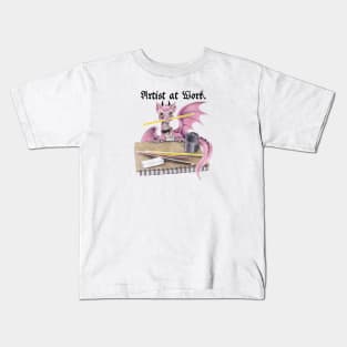 Artist at Work - Cute Pink Dragon Artist at Work Kids T-Shirt